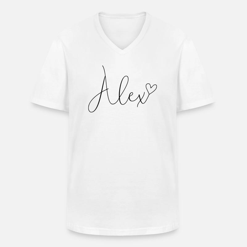 Alex Cognome Nome Ragazza Ragazzi - Maglietta da uomo classica con scollo a V - bianco