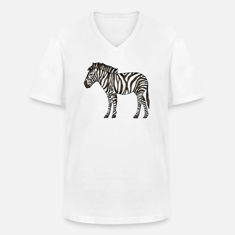 Zebra - Männer-T-Shirt mit V-Ausschnitt - Weiß