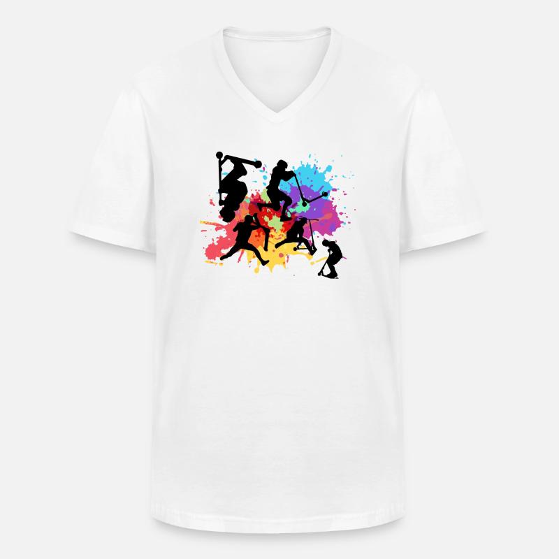 Stuntscooter,Trickscooter,tricks,stunt,e-scooter - Männer-T-Shirt mit V-Ausschnitt - Weiß