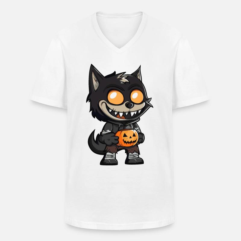 Wolf Halloween Comic Lustig - Männer-T-Shirt mit V-Ausschnitt - Weiß