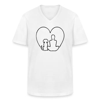 Harmony Hund Herz Haustiere - Männer-T-Shirt mit V-Ausschnitt - Weiß - Vorne - AI Model Male 185 light (185cm)