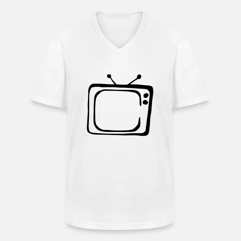 Fernseher - Männer-T-Shirt mit V-Ausschnitt - Weiß