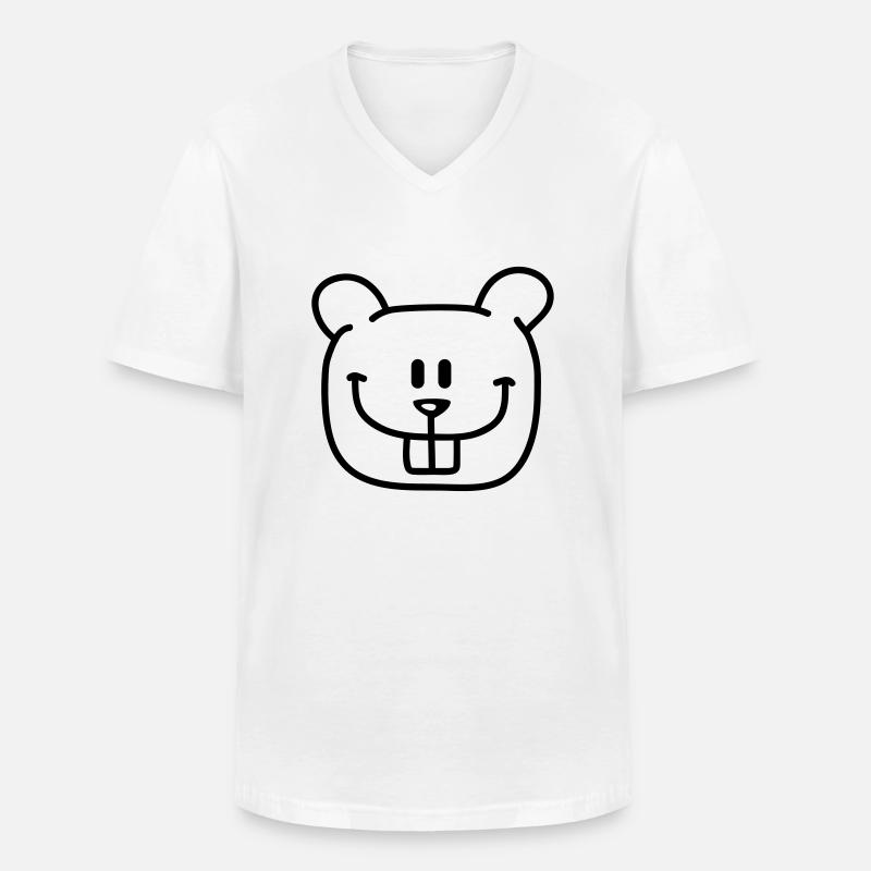 Beaver Face - Männer-T-Shirt mit V-Ausschnitt - Weiß