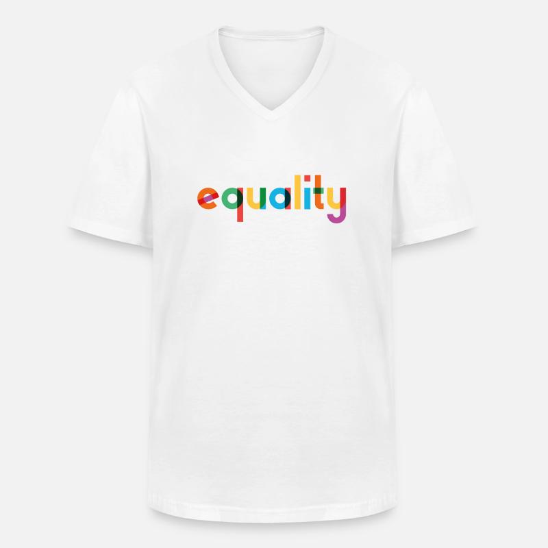 Equality - Rainbow Typography - Männer-T-Shirt mit V-Ausschnitt - Weiß
