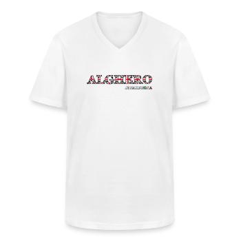 Alghero di Sardegna - Men's V-Neck T-Shirt - white - Front - AI Model Male 185 light (185cm)