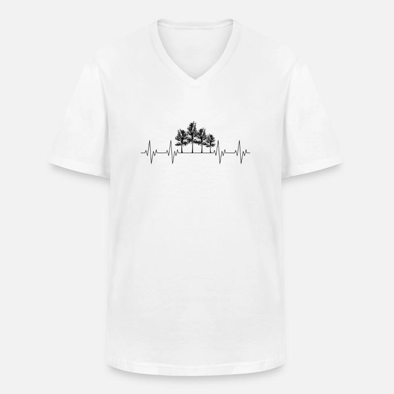 Baum Wald Herzschlag Geschenkidee - Männer-T-Shirt mit V-Ausschnitt - Weiß