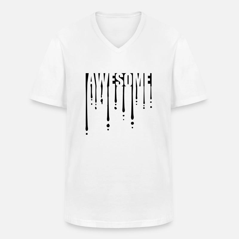 Tropfen Awesome Graffiti - Männer-T-Shirt mit V-Ausschnitt - Weiß