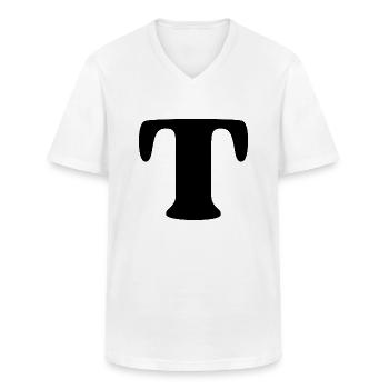 Buchstabe T - Männer-T-Shirt mit V-Ausschnitt - Weiß - Vorne - AI Model Male 185 light (185cm)