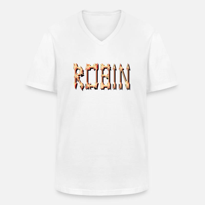 robin2 - Männer-T-Shirt mit V-Ausschnitt - Weiß