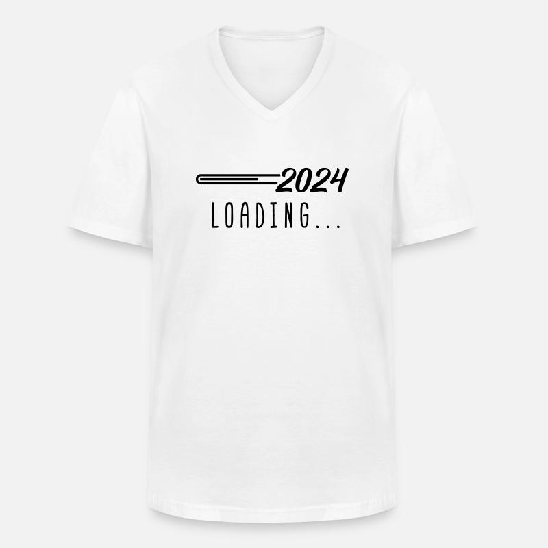 2024 loading - Men's V-Neck T-Shirt - white