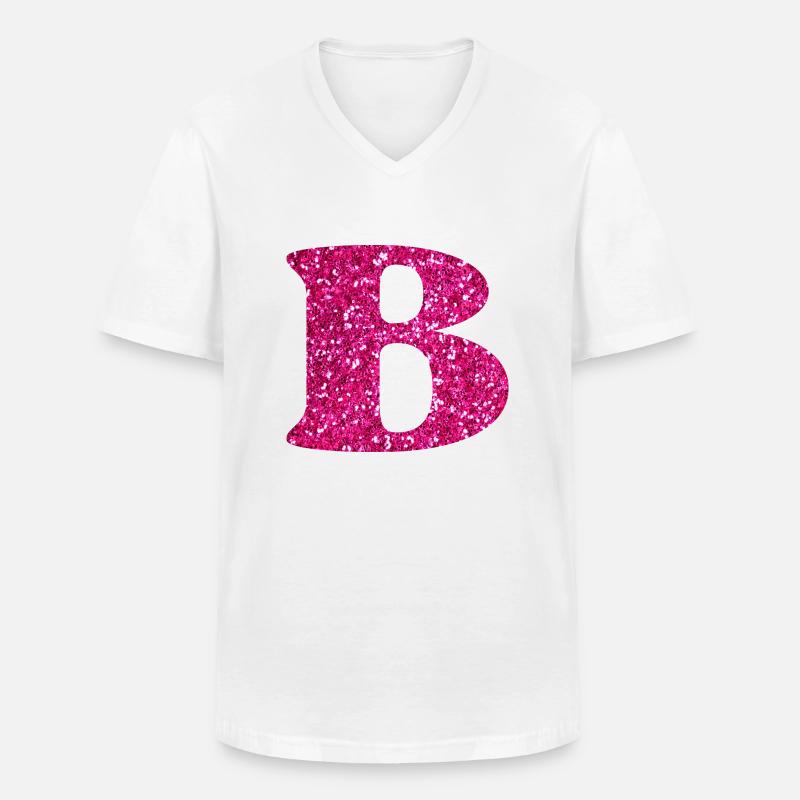 Buchstabe b rosa Glitzer - Männer-T-Shirt mit V-Ausschnitt - Weiß