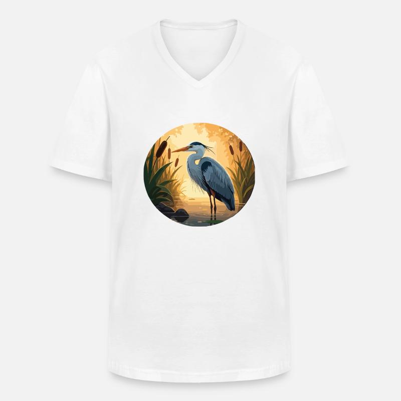 Blauer Reiher von Backlight - Männer-T-Shirt mit V-Ausschnitt - Weiß