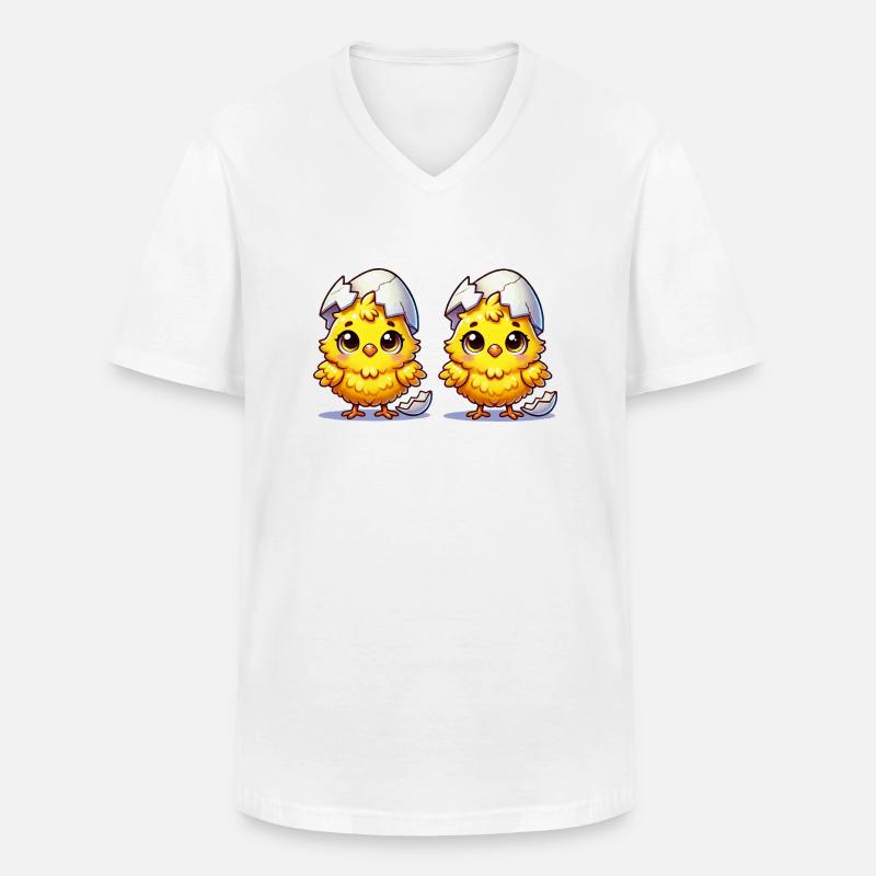 kuecken comic 2 - Männer-T-Shirt mit V-Ausschnitt - Weiß
