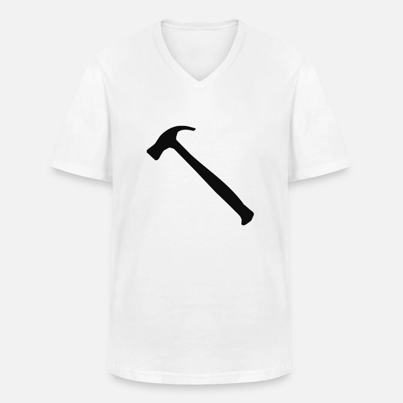 Hammer - Männer-T-Shirt mit V-Ausschnitt - Weiß