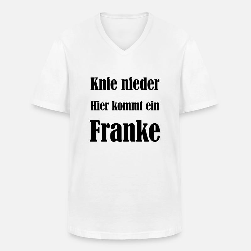 Franke - Männer-T-Shirt mit V-Ausschnitt - Weiß