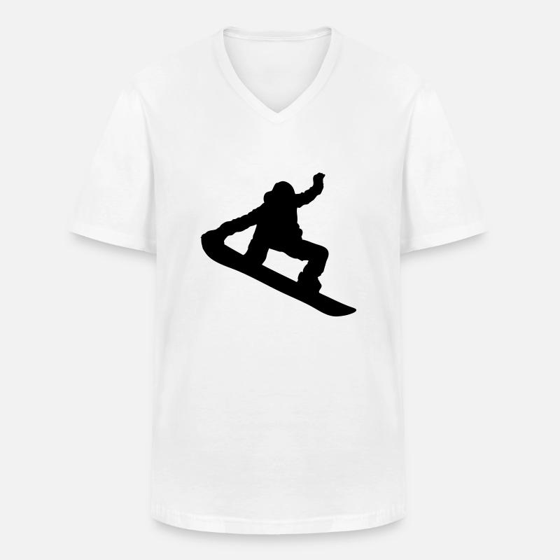 Snowboarder Silhouette - Männer-T-Shirt mit V-Ausschnitt - Weiß