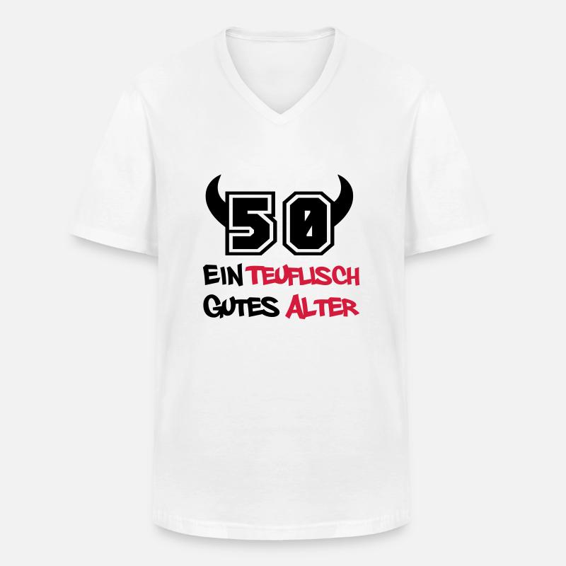 teuflische_50 - Männer-T-Shirt mit V-Ausschnitt - Weiß