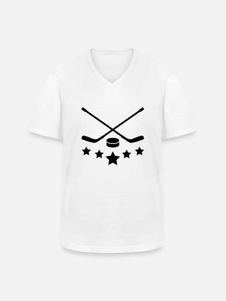 hockey_star_f1 - Men's V-Neck T-Shirt - white