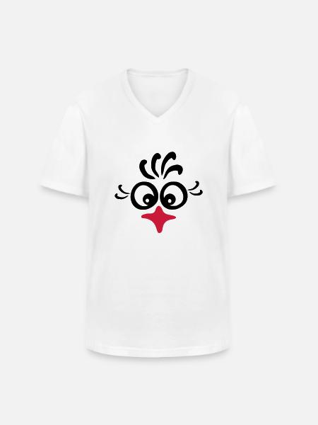 rooster_face - T-shirt col V Homme - blanc