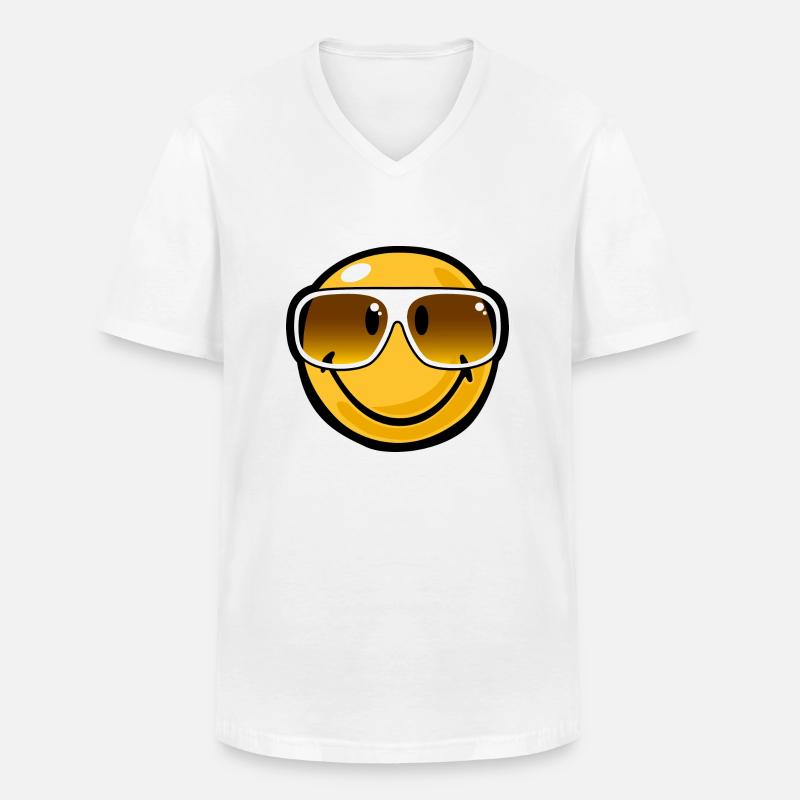 Smiley cool - Männer-T-Shirt mit V-Ausschnitt - Weiß