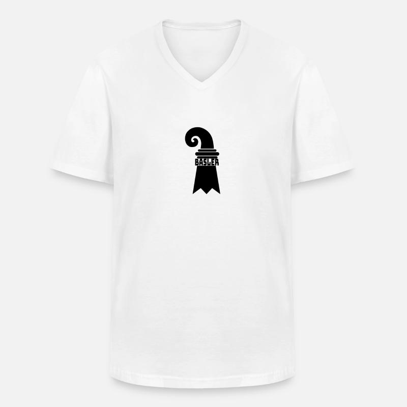Baslerstab - Männer-T-Shirt mit V-Ausschnitt - Weiß