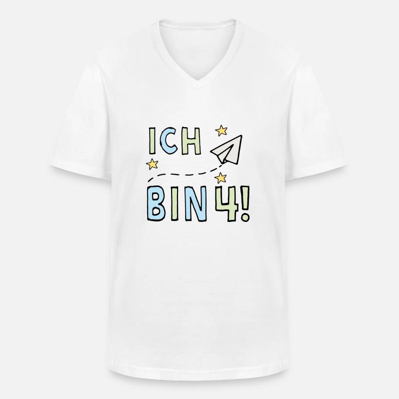 Ich bin vier - Männer-T-Shirt mit V-Ausschnitt - Weiß