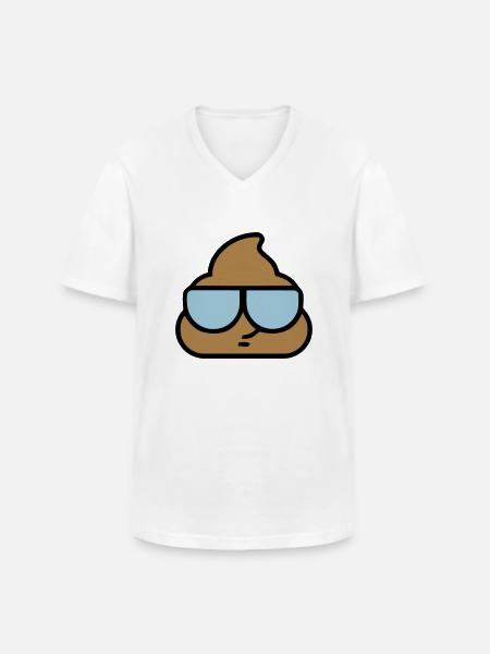 Emoji poop cool glasses - Men's V-Neck T-Shirt - white