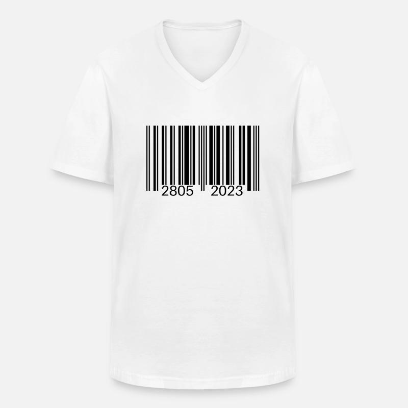 Barcode - Männer-T-Shirt mit V-Ausschnitt - Weiß