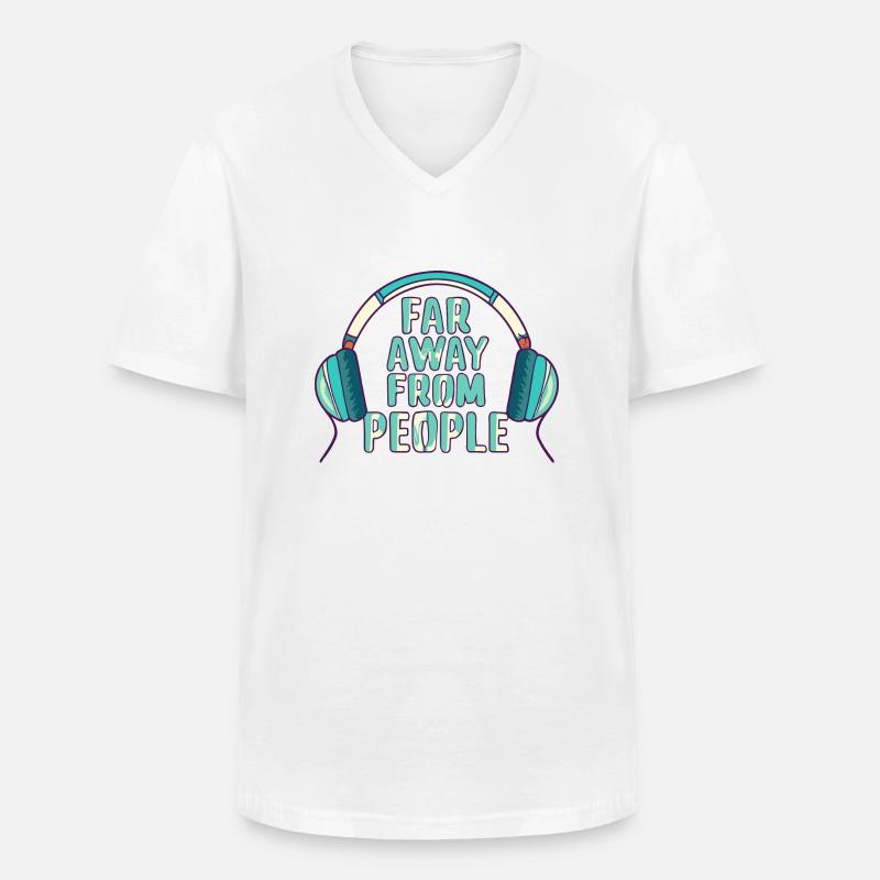 Kopfhörer - Männer-T-Shirt mit V-Ausschnitt - Weiß