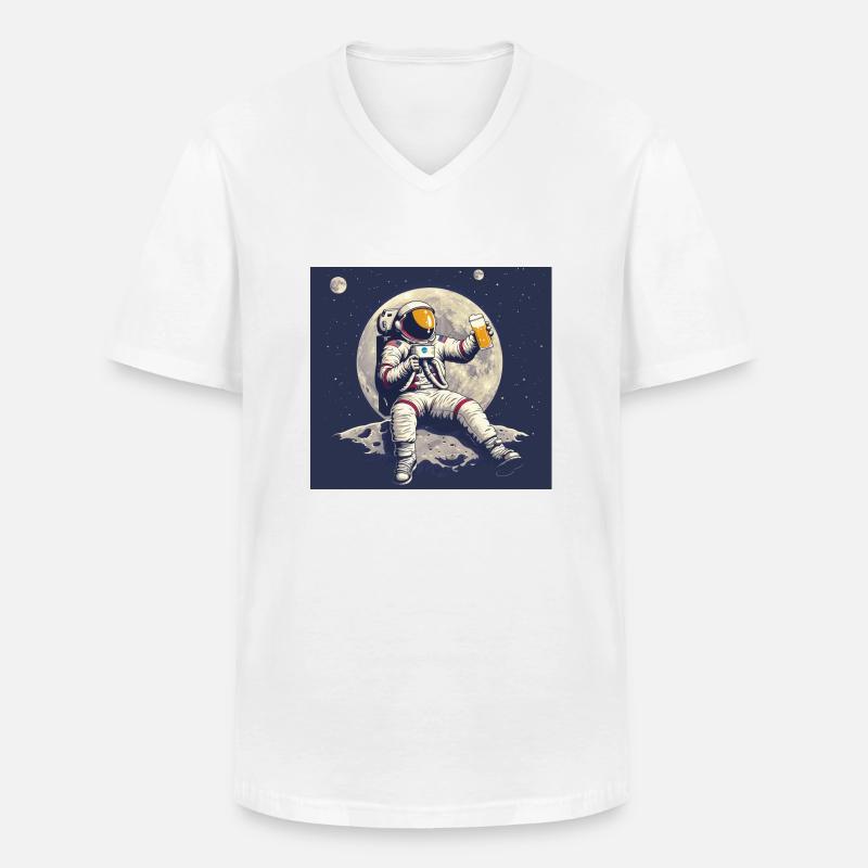 ASTRONAUT BEACH BIER - Männer-T-Shirt mit V-Ausschnitt - Weiß