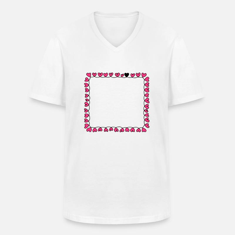 Rahmen Herzen - Männer-T-Shirt mit V-Ausschnitt - Weiß