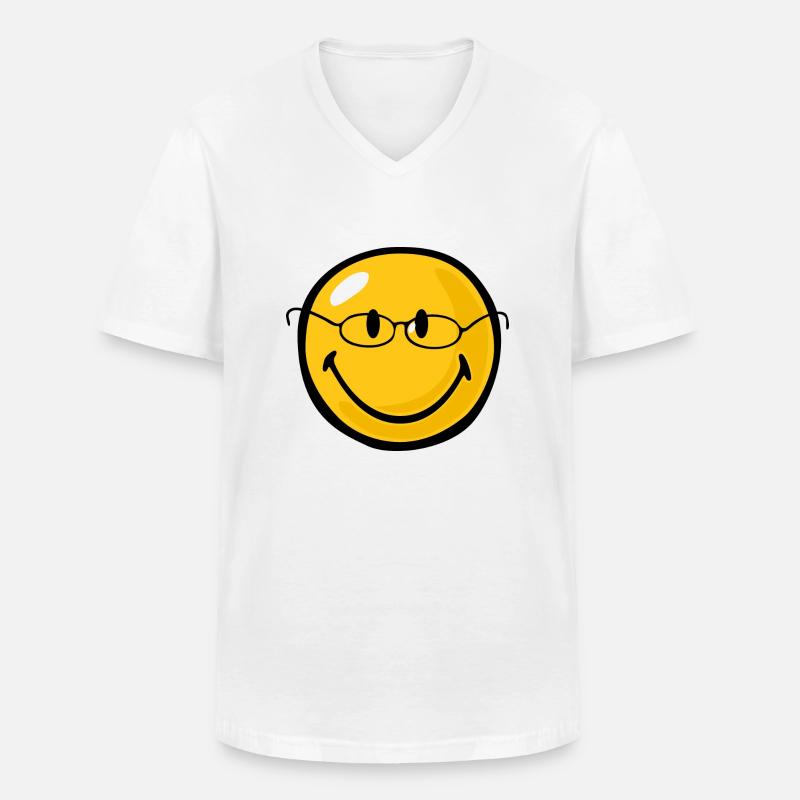 Smiley Intelligent - Maglietta da uomo classica con scollo a V - bianco