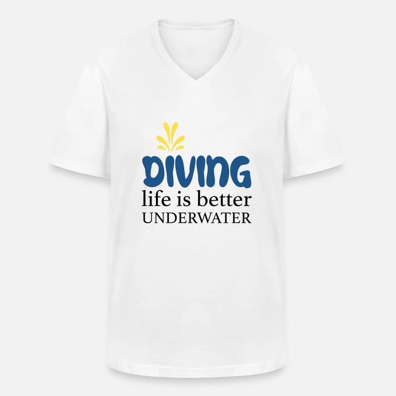 Tauchen - Männer-T-Shirt mit V-Ausschnitt - Weiß