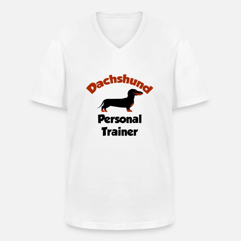 Dackel - Personal Trainer - Männer-T-Shirt mit V-Ausschnitt - Weiß