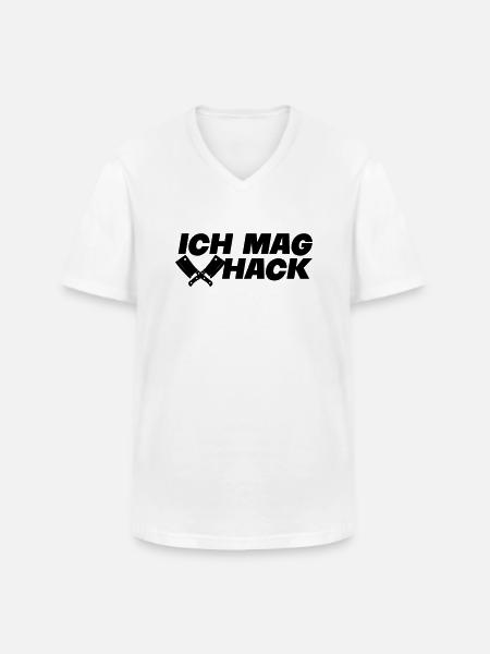ich mag hack - Männer-T-Shirt mit V-Ausschnitt - Weiß
