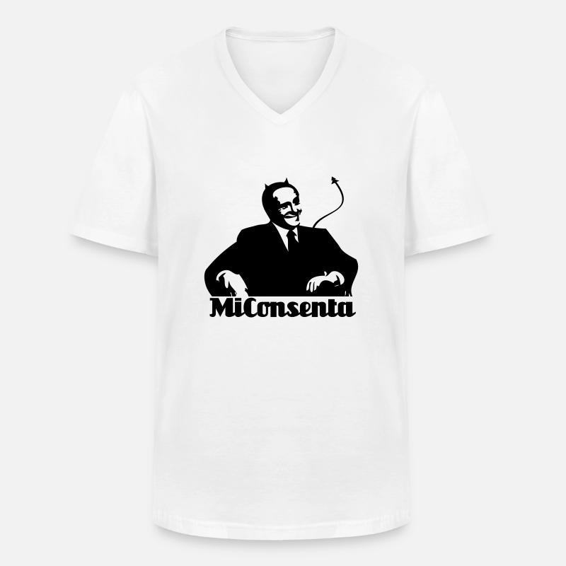 MiConsenta - Maglietta da uomo classica con scollo a V - bianco
