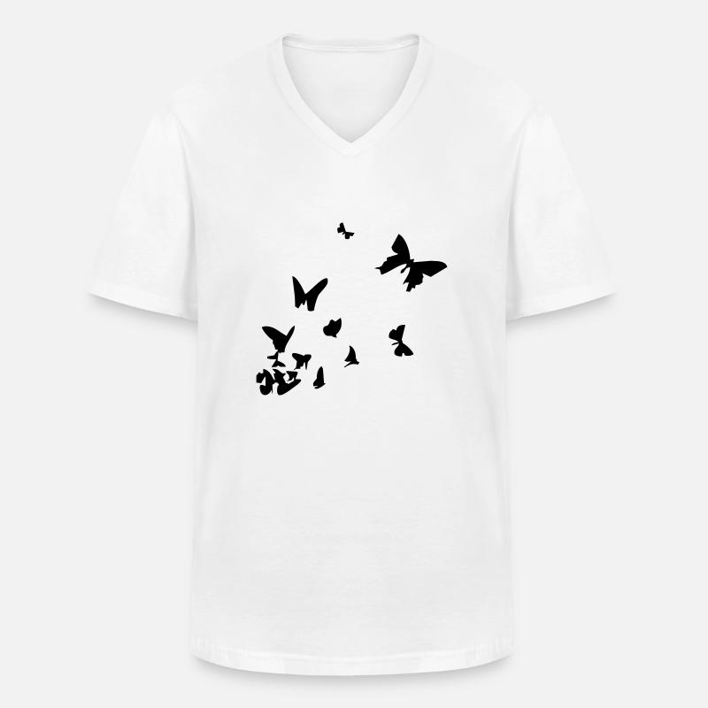 Schmetterlinge - Männer-T-Shirt mit V-Ausschnitt - Weiß