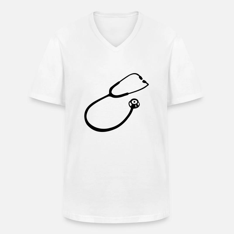 Stethoskop Arzt - Männer-T-Shirt mit V-Ausschnitt - Weiß