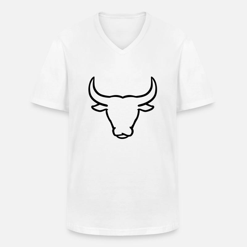 Stier - Männer-T-Shirt mit V-Ausschnitt - Weiß
