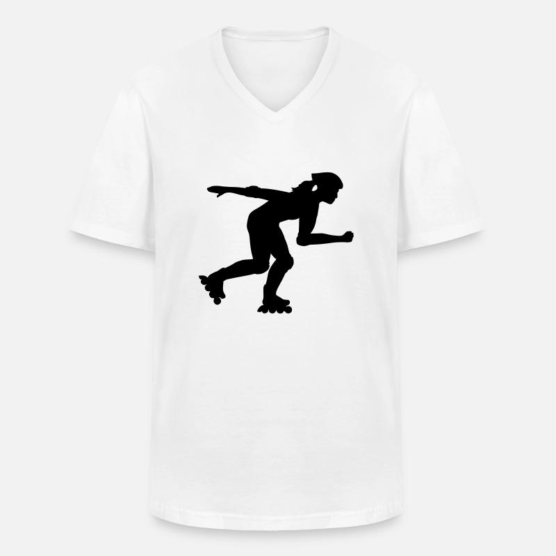 Inline skating - Männer-T-Shirt mit V-Ausschnitt - Weiß