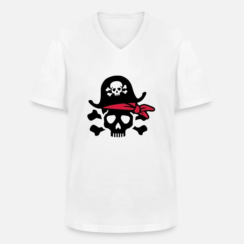 Pirat - Männer-T-Shirt mit V-Ausschnitt - Weiß