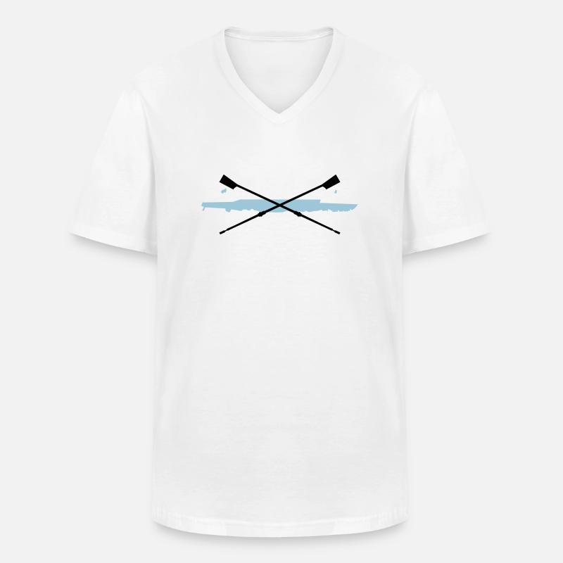 Rudern, Ruderboot und Paddel - Männer-T-Shirt mit V-Ausschnitt - Weiß