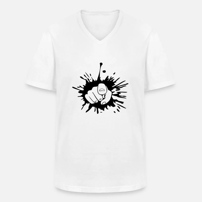 Tropfen Klecks Hand - Männer-T-Shirt mit V-Ausschnitt - Weiß