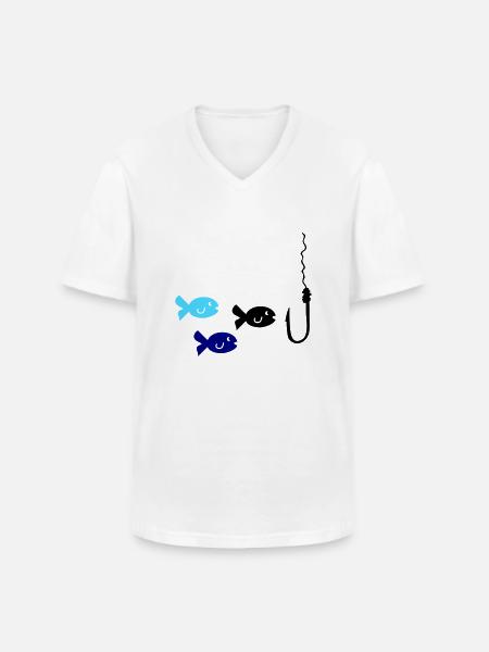 Fishing Fish - Men's V-Neck T-Shirt - white