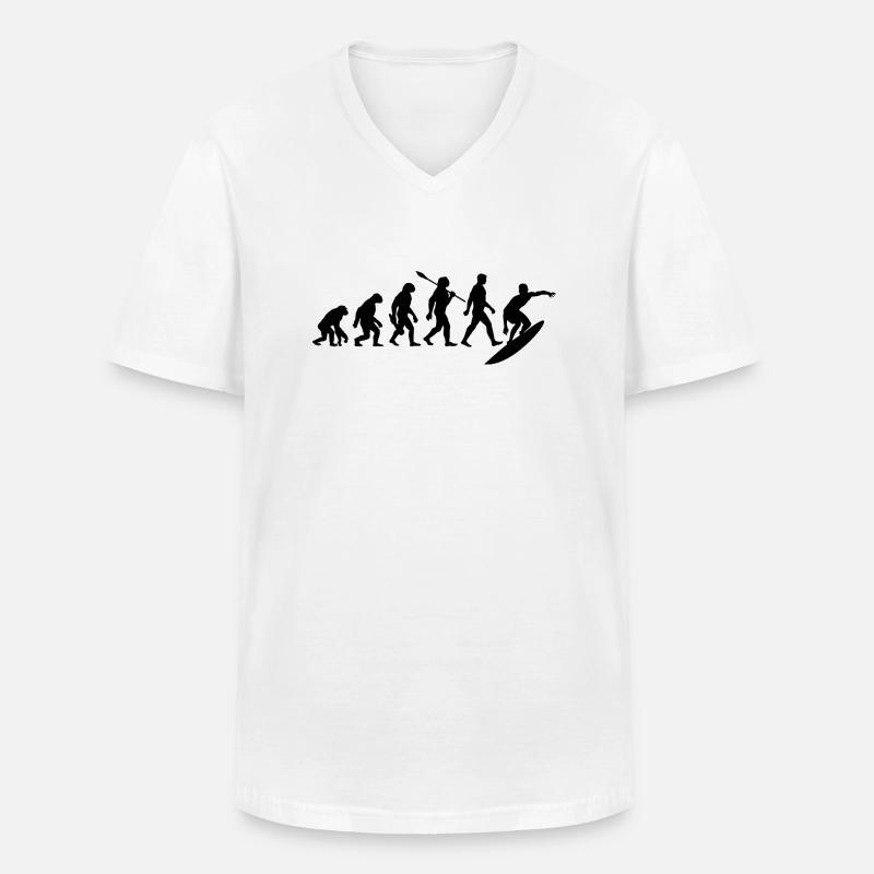 Evolution Surfer - Surfen - Surfbrett - Männer-T-Shirt mit V-Ausschnitt - Weiß