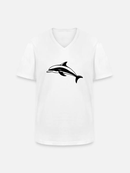 Kleiner Delphin - Männer-T-Shirt mit V-Ausschnitt - Weiß