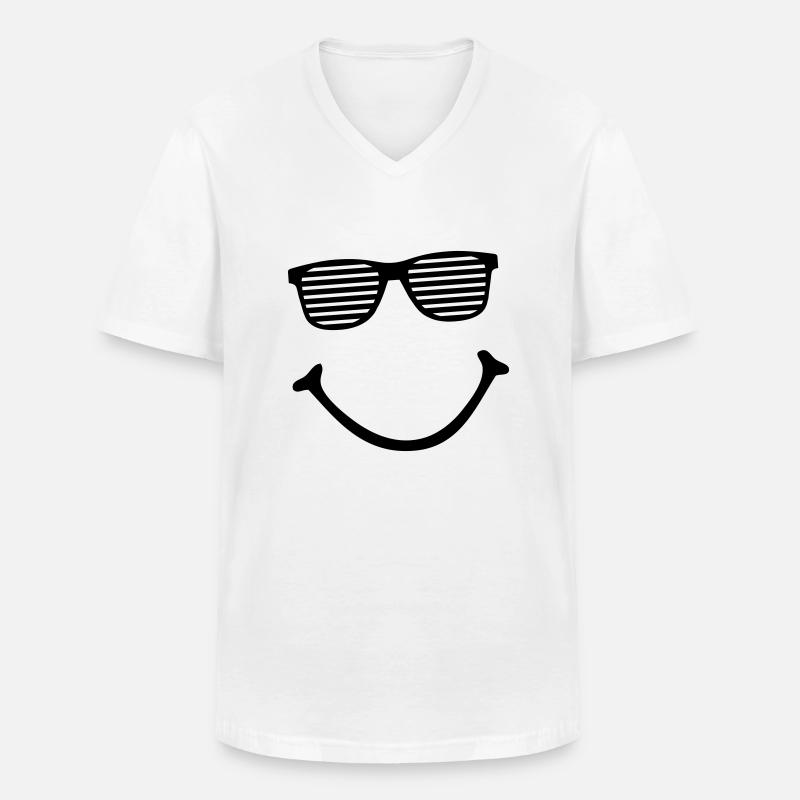smiley - Männer-T-Shirt mit V-Ausschnitt - Weiß