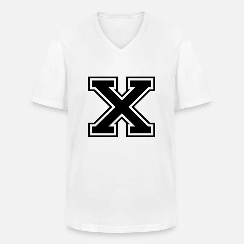 x - Männer-T-Shirt mit V-Ausschnitt - Weiß