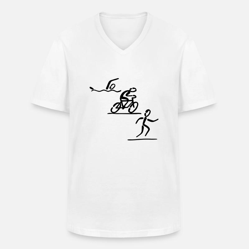 Triathlon - Männer-T-Shirt mit V-Ausschnitt - Weiß