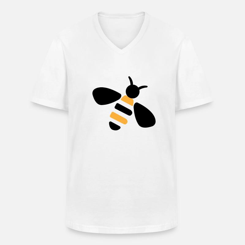 Bee - Männer-T-Shirt mit V-Ausschnitt - Weiß